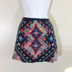 Zara Trafaluc Mini Skirt Embroidered Navy